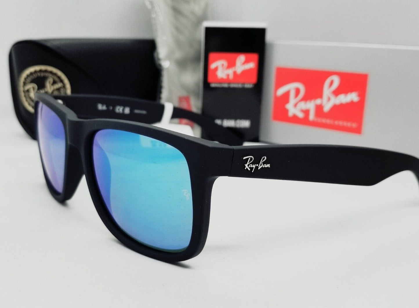 RB4165 JUSTIN sunglasses - Matte Rubber Black/Blue Flash Mirror