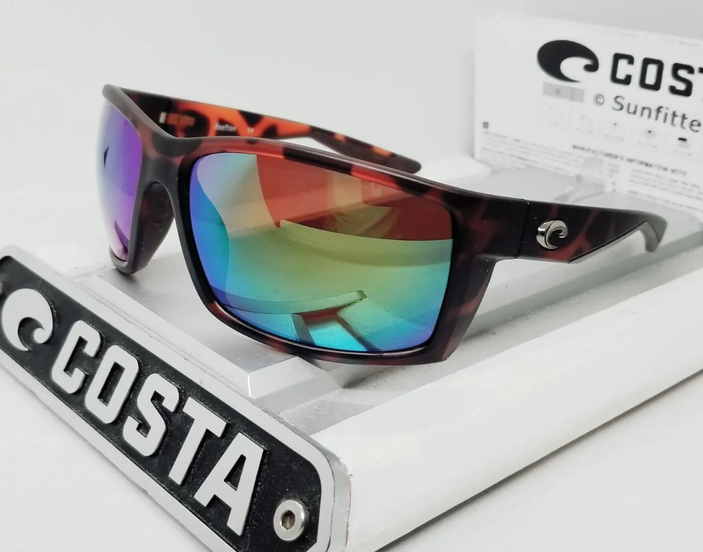 COSTA DEL MAR retro tortoise/green mirror WHITETIP polarized 580G sunglasses  NEW