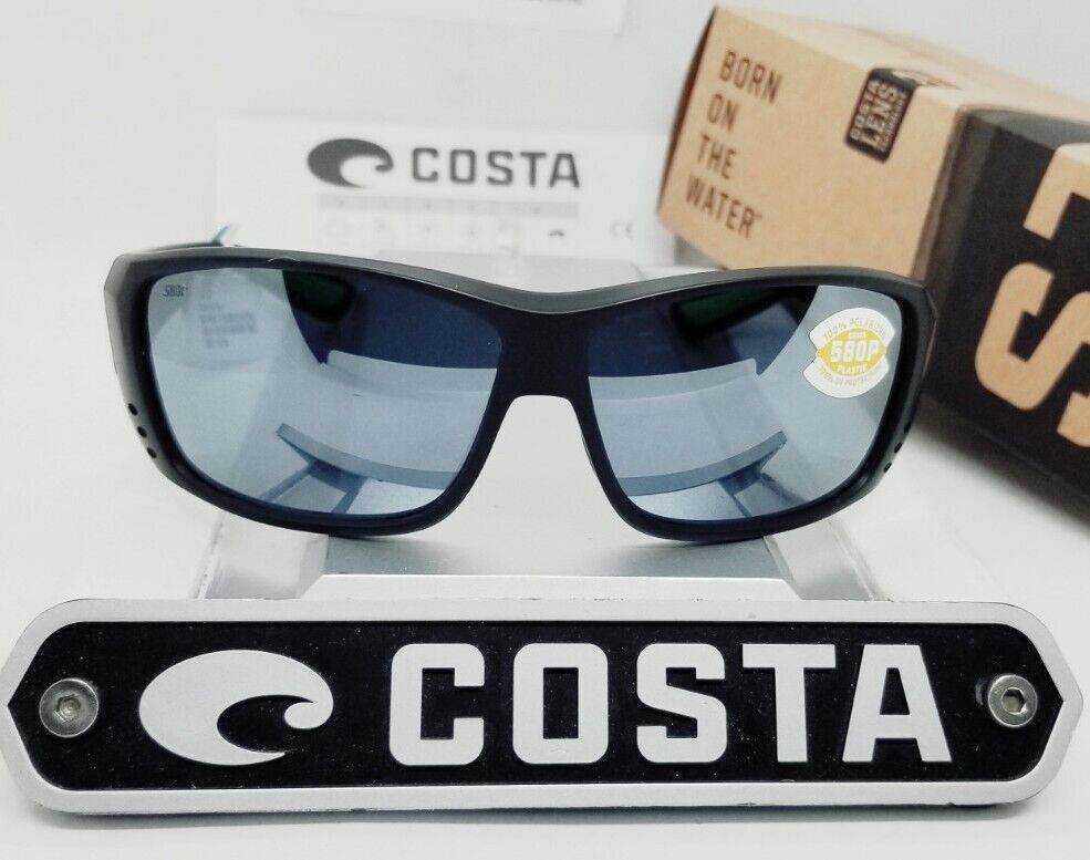 Costa Del Mar CAT CAY sunglasses - Matte Black (Green Logo)/Silver Mirror 580P