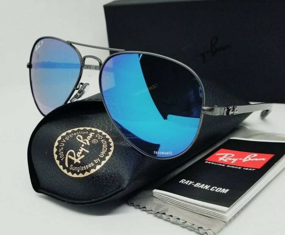 RAY BAN - RB8317CH Aviator - Carbon Fiber/Blue Mirror Polarized