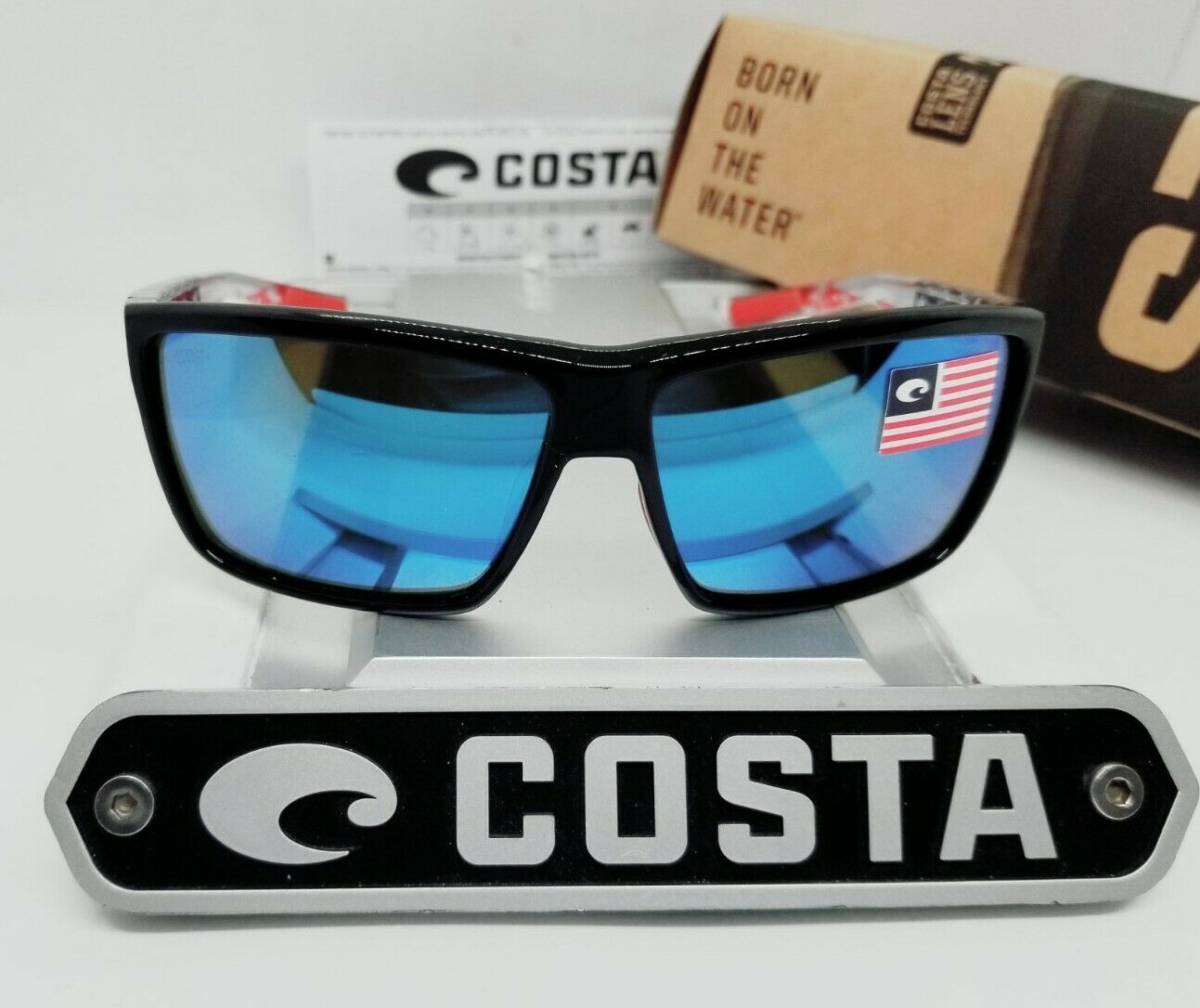 Costa Del Mar RINCONCITO sunglasses - USA Freedom Series - Black/Blue Mirror 580G