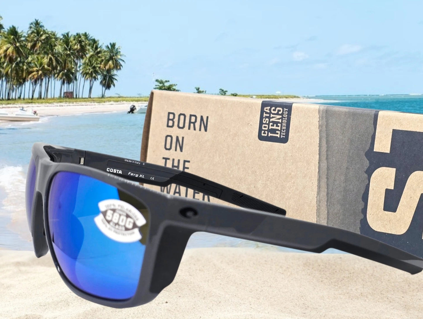 Costa Del Mar FERG XL sunglasses - Shiny Gray/Blue Mirror 580G