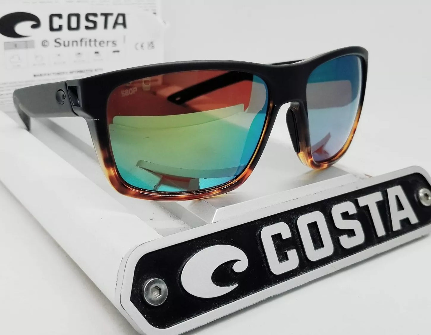 Costa Del Mar SLACK TIDE sunglasses - Black-Tortoise/Green Mirror 580P