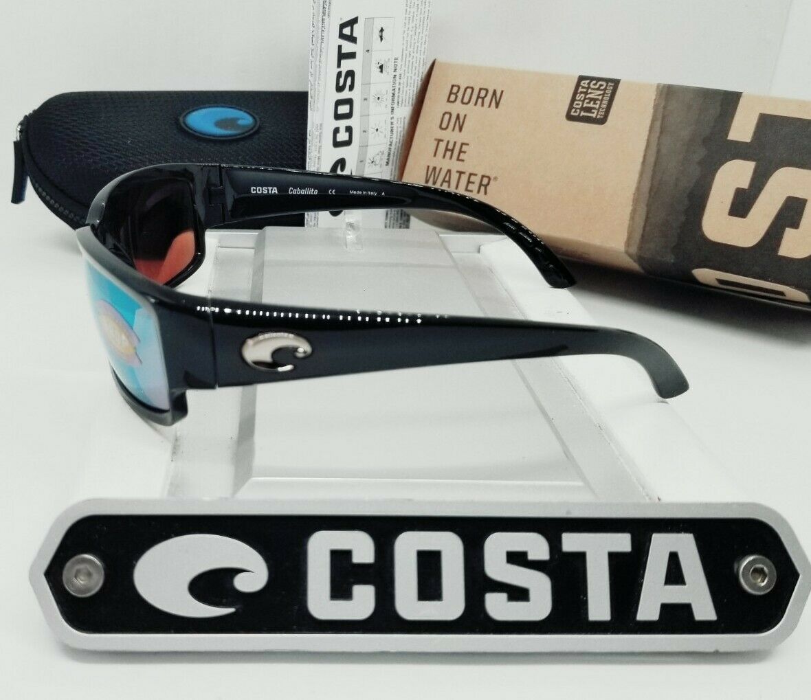 Costa Del Mar CABALLITO sunglasses - Shiny Black/Green Mirror 580P