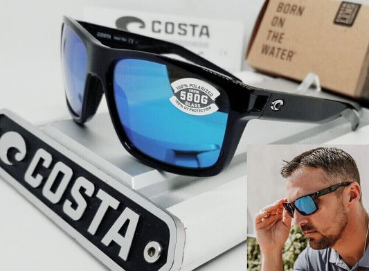 Costa Del Mar SLACK TIDE sunglasses - Shiny Black/Blue Mirror 580G (GLASS)